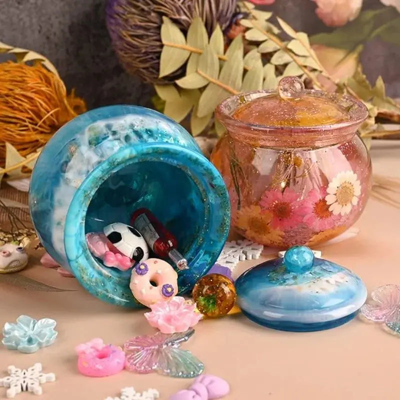 DIY Storage Box Crystal Epoxy Resin Mold with Lid Jar Mirror Silicone Mold
