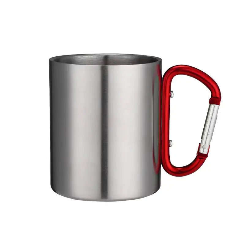 220Ml Stainless Steel Cup for Camping Traveling Outdoor Cup with Handle Carabiner Climbing Backpacking Hiking Portable Cups