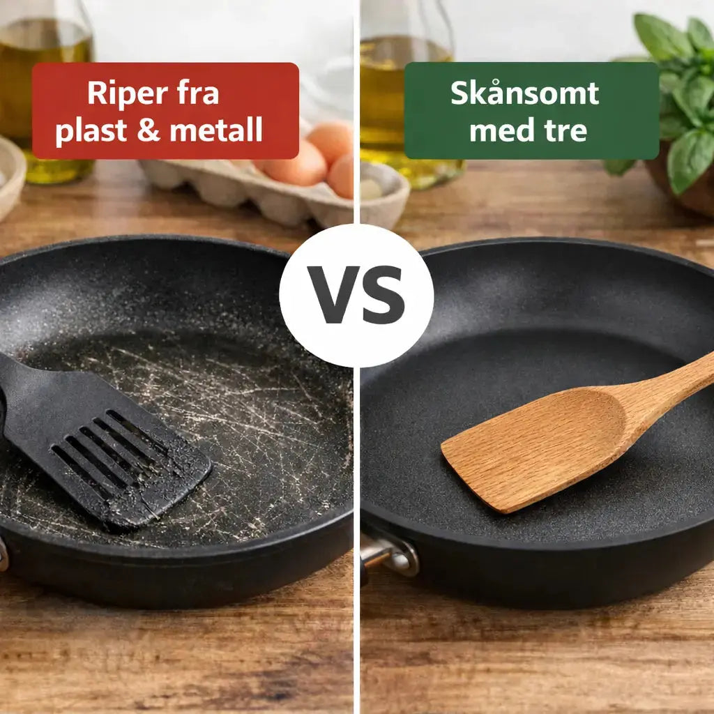 Kjøkkenredskap i tre (8 deler) – Skånsomt for non-stick & komplett sett til matlaging SkogsTre.no