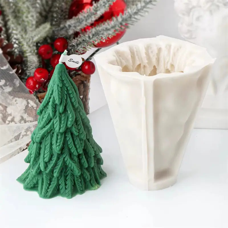 Christmas Tree Candle Mold Pine Cone Small and Large Pillar Taper Silicone Resin Mould Dinner Home Decor Gifts Wax