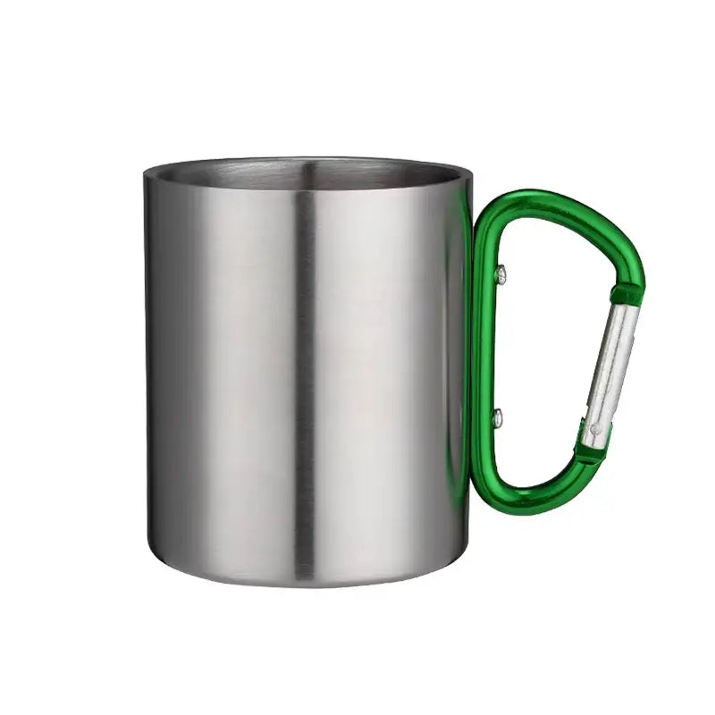 220Ml Stainless Steel Cup for Camping Traveling Outdoor Cup with Handle Carabiner Climbing Backpacking Hiking Portable Cups