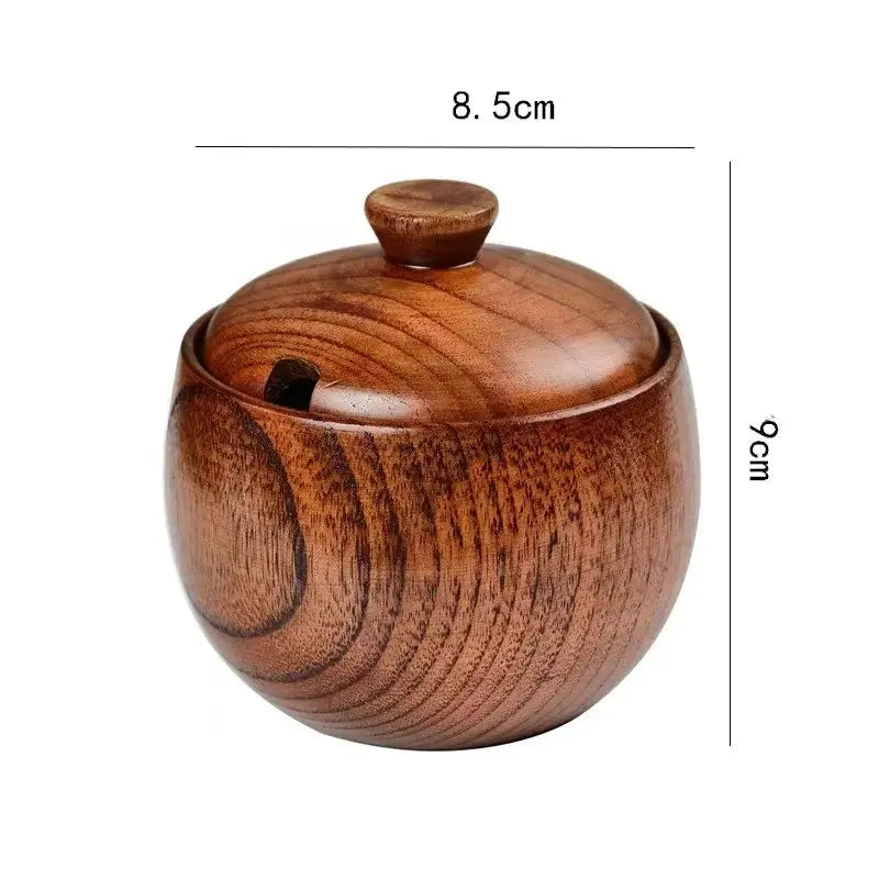 Wooden Salt Shaker Vintage Seasoning Jar with Lid Household Salt Cellar Sugar Spice Jar Chili Seasoning Container Jars Salt Box