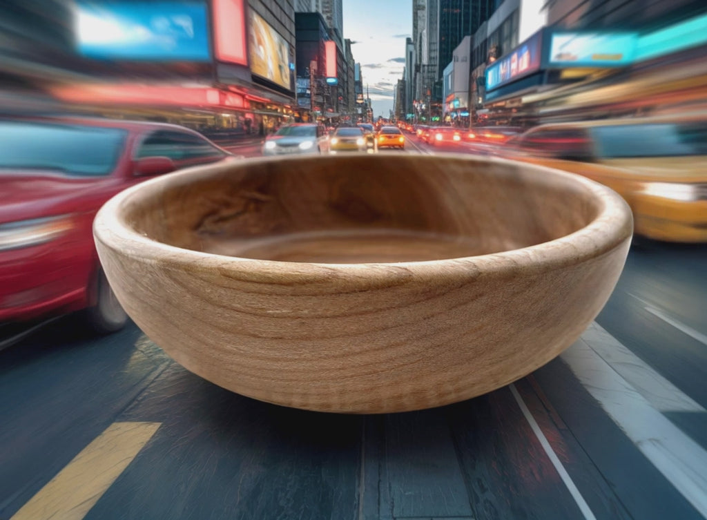 🪵 Hånddreid Bolle i Naturlig Tre – Ø 17 cm